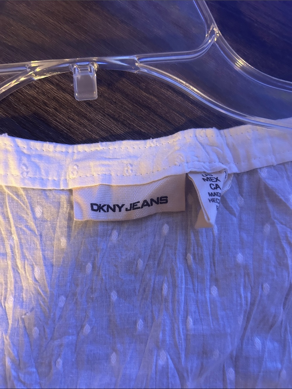 DKNY White Textured Tank Top